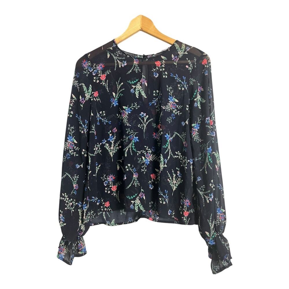 Lush Sheer Floral Blouse Shirt Top Career Cottagecore Romantic Business Casual